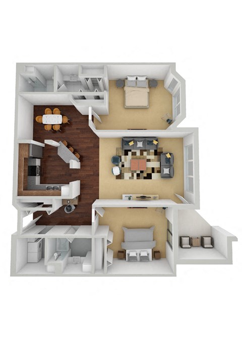 Floor plan for 2 beds, 2 baths, 1419 sqft